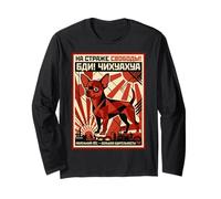 Chihuahua Retro Soviet Style Small Dog Big Vigilance Long Sleeve T-Shirt
