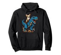 Chihuahua Riding T Rex Dinosaur Tiny Dog Big Adventure Pullover Hoodie