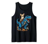 Chihuahua Riding T Rex Dinosaur Tiny Dog Big Adventure Tank Top