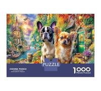 Chihuahua Road Trip Jigsaw Puzzles 1000 Piece Jigsaw Puzzle Cute Pup Educational Game 100% Recycled Cardboard Beautiful Decoration Puzzle Gifts for Men & Adults 38x26cm/1000pcs