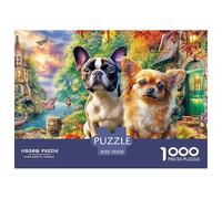 Chihuahua Road Trip Recycled Cardboard 1000 Piece Jigsaw Puzzles Two Chihuahuas Classic Educational Games for Families 70x50cm/1000pcs