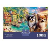Chihuahua Street Jigsaws Suitable for Decompression And Wall Decor 1000 Piece Puzzle Dogs in Enchanted Village Art Fit Together Perfectly for Adults And Kids 38x26cm/1000pcs