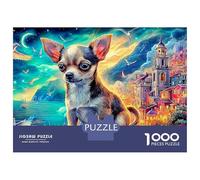 Chihuahua Sunset Jigsaw Puzzles for Adults Difficult Challenges 1000 Piece Cute Difficult Hard Jigsaw Puzzles for Man And Woman with Letters on Back 70x50cm/1000pcs