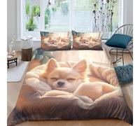 Chihuahua Super King Size Duvet Cover Sets Cute Puppies Bedding Set 3D Print Soft Microfiber Quilt Covers 260x220 cm with Zipper Closure and 2 Pillowcases 50x75 cm for Adults M.1286