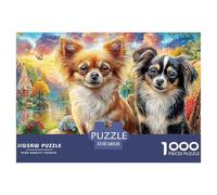 Chihuahua Warm Mother-Child Interaction_2 Recycled Cardboard 1000Pc Two Chihuahuas Jigsaw Puzzle for Senior Citizens Challenging Puzzle Games Decoration 38x26cm/1000pcs