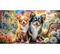 Chihuahua-Warm-Mother-Child-Interaction Jigsaw Puzzles 1000 Pieces Educational Game Challenge Fun and Challenging Family Game for Women, Gifts for Men for Relaxation 70x50/1000pcs