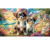 Chihuahua-with-bandana_black-and-white-sketch 1000 Piece Educational Game Challenge Jigsaw Puzzles Great Gift Idea Puzzles for Adults Kids Beautiful Decoration Puzzle 38x26/1000pcs