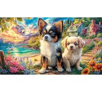 Chihuahua-with-bandana_black-and-white-sketch Puzzle Game 1000 Pieces Jigsaw Puzzles Impossible Hard Difficult Challenging Recycled Paper for Adults and Kids Age 12 Years Up 70x50/1000pcs