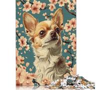 Chihuahua with Cherry Blossoms Floral Dog Print Puzzles 1000 Piece Puzzles for Teenagers Gifts Puzzle for Adults And Teenager 1000pcs (75x50cm)