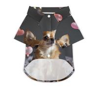 Chihuahua with Hearts Bubbles Hawaii Shirt Print Dog Clothes T-Shirt Beach for Puppy Cat L