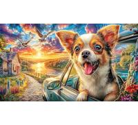 Chihuahua-with-puppies-in-cozy-room 1000 Piece Recycled Paper Puzzle Game Challenging Puzzles Fun Present & Activity for Home for Adults and Kids Age 12 Years + 38x52/1000pcs