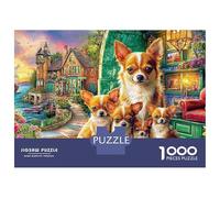 Chihuahua Yoga 1000-Piece Premium Cardboard Three Corgis Jigsaw Bundle, Educational Challenge, Stress Relief, Gift for Senior Enthusiasts 52x38cm/1000pcs