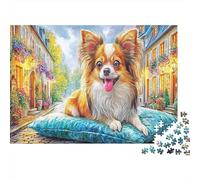 Chihuahua1000 Pieces Cardboard Classic Jigsaw Puzzle for Jigsaw Puzzle Enthusiasts,Chihuahua on Cushion Mind Focus Game Home Decoration Jigsaw Holiday Wall Decor Jigsaw52x38cm/1000pcs