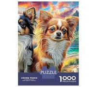 Chihuahuas at Sunset 3-Layer Cardboard 1000 Pc Two Dogs in Town Classic Puzzle, Ultra Difficult, Stress Relief, Wall Decor & Gift for Puzzle Lovers 38x26cm/1000pcs
