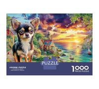 Chihuahuas by Lake Jigsaw Puzzles for Adult The Impossible Challenge 1000 Piece Cute Difficult Hard Jigsaw Puzzles for Man And Woman with Letters on Back 38x26cm/1000pcs