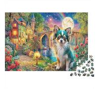 Chihuahuas by River Jigsaw Puzzles Dog in A Magical Forest for Adults Fun And Challenging Family Game Educational Game Decompression 52x38cm/1000pcs