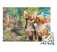 Chihuahuas in Garden 1000-Piece Jigsaw Puzzle Highly Playable Puzzle Brainteasing Challenge for All Ages 38x26cm/1000pcs