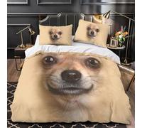 Chihuahuas King Size Duvet Cover Set Cute Puppy Bedding Double Bed Set 3D Print Soft Comfort Microfiber Quilt Cover 220x230 cm with Zipper Closure and 2 Pillowcases j.1480