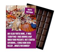 Chihuhua Birthday Boxed Chocolate Gift Silly Present Card for Dog Lovers Funny 100 Gram Belgian Milk Chocolate Greeting Bar Not a Dog Treat Human Consumption Only