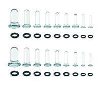 Chihutown 14G-1G Glass Gauges ，18pcs Glass Ear Stretching Kit，Ear Stretching Kit with O-Rings for Ear Expand，Transparent Gauging Kit for Women, Men
