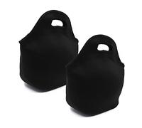 Chihutown 2 Pcs Black Neoprene Lunch Bag, Lunch Bags for Girl Boy Teens, Insulated Lunch bag, Thermal, Reusable and Foldable Lunch Bag with Zipper for Adult Nurse School Work Travel Picnic (black)