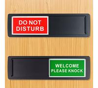 Chihutown 2 Pieces 7 x 2 Inch Do Not Disturb Sign, Slider Door Indicator Sign for Office Home, Please Knock Slider Sign, Privacy Sign, Do Not Disturb and Welcome Sign, Black