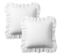 Chihutown 2PCS White Ruffled Pillow Cases, 17.7×17.7in/45×45cm Soft Standard Size Pillow Shams with Zipper Closure, Decorative Pillowcases for Bed, Sofa & Bay Window, Elegant Home Decor