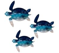 Chihutown 3 Sizes 3PCS Wooden Sea Turtle Wall Decor, Hanging Turtle Wall Art with Metal Hook & Lasting Pattern, Beach Theme Decor for Home/Garden/Terrace, Vintage Coastal Decorations (Dark Blue)