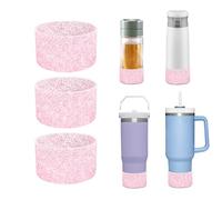 Chihutown 3pcs Bling Cup Boot, White Silicone Water Bottle Boot, Reduces Noise Water Bottle Bottom Protector (Pink)