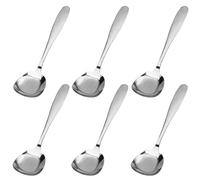 Chihutown 6 Pieces Square Soup Spoons, 6.69 Inch Dessert Spoons, Stainless Steel, Korean Style Square Sugar Spoon, Measuring Spoon