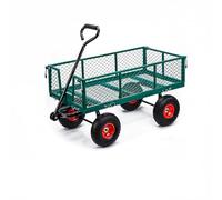 Chiidou Large 1100lbs Garden Trolley Cart, Heavy Duty Steel Wagon with Removable Folding Sides, Utility Mesh Cart Wheelbarrow with 10-inch Pneumatic Tires for Outdoor, Farm, Yard