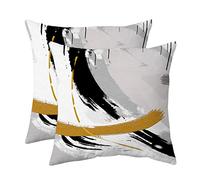 chiinvent Black Gold Throw Pillow Covers 16 x16 inch Modern Abstract Art Pillowcase Minimalist Ink Line Cushion Covers Decorative Square Pillow Case for Sofa Bed Living Room, Set of 2
