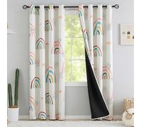chiinvent Blackout Rainbow Curtains for Kids Cute Rainbow Room Darkening Window Curtains Decorative Cartoon Black Out Curtain for Girls Bedroom Nursery, C1, 52" x 72", 2 Panels (90% Blackout)