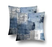 chiinvent Blue Velvet Abstract Pillow Covers Set of 2 Modern Accent Navy Gray Throw Pillow Cover Soft Elegant Decorative Couch Cushion Cover for Bed Living Room Outdoor Sofa Pillowcases 22x22 Inch