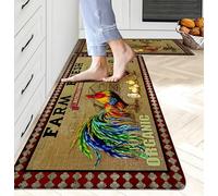 chiinvent Farmhouse Vintage Rooster Kitchen Rugs and Mats Set of 2