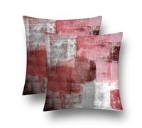 chiinvent Red Velvet Abstract Pillow Covers Set of 2 Modern Accent Pink Gray Throw Pillow Cover Soft Elegant Decorative Couch Cushion Cover for Bed Living Room Outdoor Sofa Pillowcases 16x16 Inch