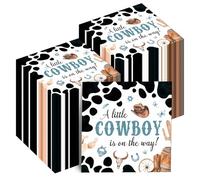 Chiisong 100 Pcs Western Baby Shower Party Decorations Cowboy Napkins Little Cowboy Is on the Way Party Paper Napkins for Boys Cowboy Baby Shower Birthday Party Supplies