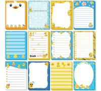 Chiisong 12 Pcs Duck Lovers Sticky Notes Yellow Ducks Self Stick Note Pads Cartoon Animal Writing Memo Pad Office Party Favors Supplies for Home Party Decorations Christmas Small Gifts