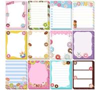 Chiisong 12 Pieces Cute Sticky Notes Gifts Donuts Sticky Notes Donut Party Favors 3x4 Inch Fun Kawaii Adhesive Notepads Cartoon Memo to Do List for Birthday Return Gifts Reward Office Home Supplies