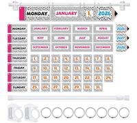 Chiisong Composition Notebook Classroom Flip Calendar Classroom Bulletin Board Calendar Chart Set with 53 Date Cards and Hanging Adjustable Rod for Back to School Supplies Teacher Preschool Must Haves