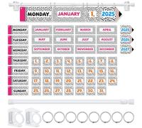 Chiisong Composition Notebook Classroom Flip Calendar Classroom Bulletin Board Calendar Chart Set with 53 Date Cards and Hanging Adjustable Rod for Back to School Supplies Teacher Preschool Must Haves