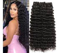 Chikamlty 18 20 22 Inch Deep Wave Human Hair Bundles 100% Unprocessed 12A Brazilian Wet and Wavy Human Hair Bundles for Black Women