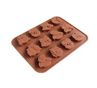 Chikanb 12 Cavity Animal Owl Shaped Silicone Candy Mould, 1 Pcs DIY Gummy Jelly Pudding Ice Cream Mold Tray, Make Dessert For Birthday Cake, 3D Mini Chocolate Baking Kitchen Mold, 7.6 * 5.9 Inch