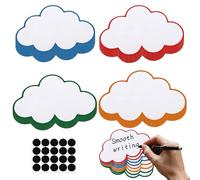 ChilArt Pack of 60 Cloud Index Cards, 4 Colours, Presentation Cards, with 20 Self-Adhesive Velcro Tape, Suitable for Study, Office, Presentations, Meetings and Mind Mapping (23 x 14 cm)