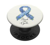 Child Abuse Awareness Break The Cycle Floral Blue Ribbon PopSockets Adhesive PopGrip