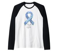 Child Abuse Awareness Break The Cycle Floral Blue Ribbon Raglan Baseball Tee