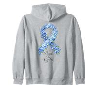 Child Abuse Awareness Break The Cycle Floral Blue Ribbon Zip Hoodie