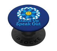 Child Abuse Awareness Stand Up Speak Out Retro Blue Pinwheel PopSockets Adhesive PopGrip
