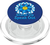 Child Abuse Awareness Stand Up Speak Out Retro Blue Pinwheel PopSockets PopGrip for MagSafe