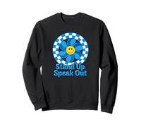 Child Abuse Awareness Stand Up Speak Out Retro Blue Pinwheel Sweatshirt
